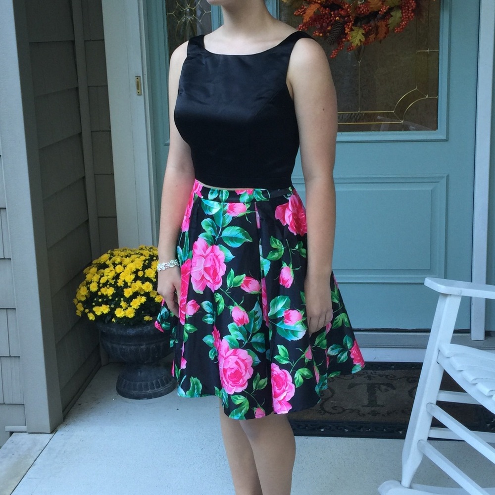 Two piece floral homecoming/semi formal dress